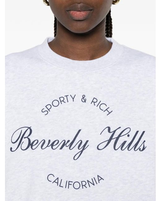 Sporty & Rich White Beverly Hills Logo-Print Sweater