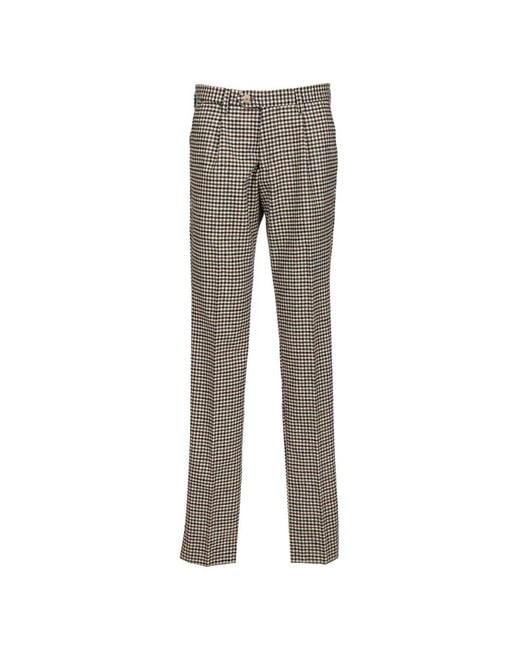 Al Duca D'aosta Gray Check-Pattern Pleated Trousers for men