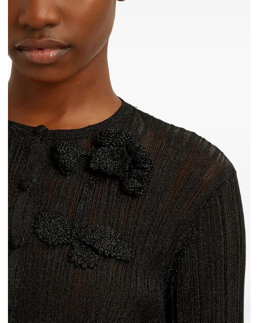 Erdem ラッフルディテール クロップド カーディガン Black