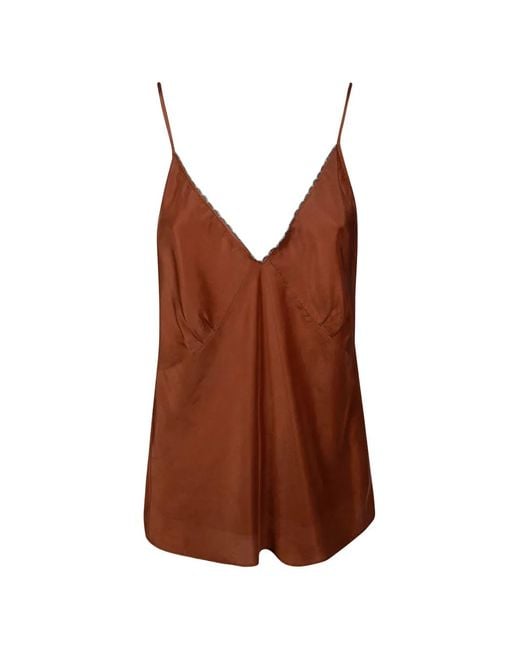 Forte_forte Brown Scalloped V-Neck Blouse