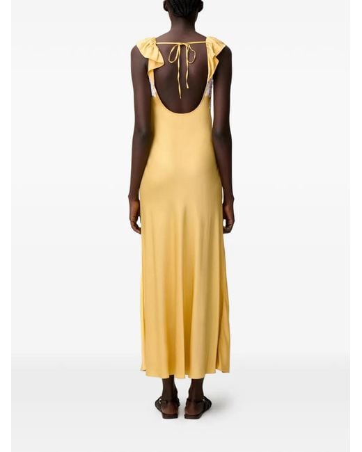 Claudie Pierlot Metallic Lace-Trim Ruffled Dress