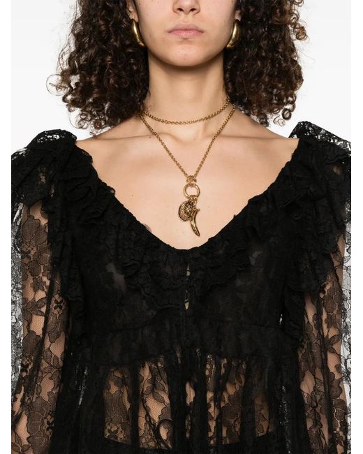 Chloé Black V-Neck Lace Crop Top