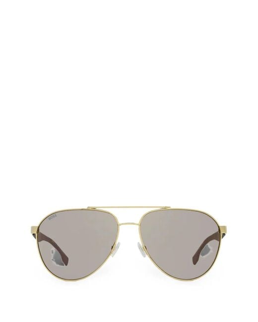 Boss Metallic Double-Bridge Pilot Sunglasses for men