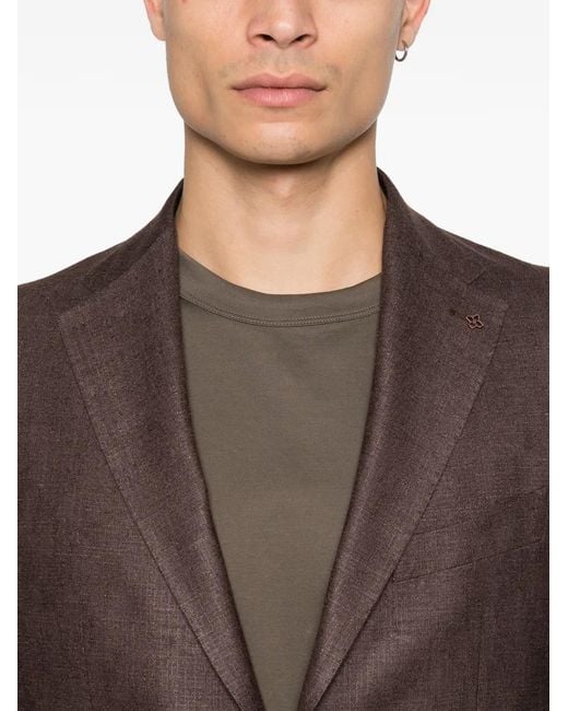 Tagliatore Brown Patch-Pocket Blazer for men