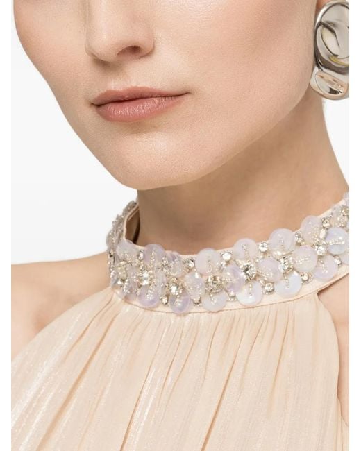 Nissa White Bow-Detail Sequin Maxi Dress