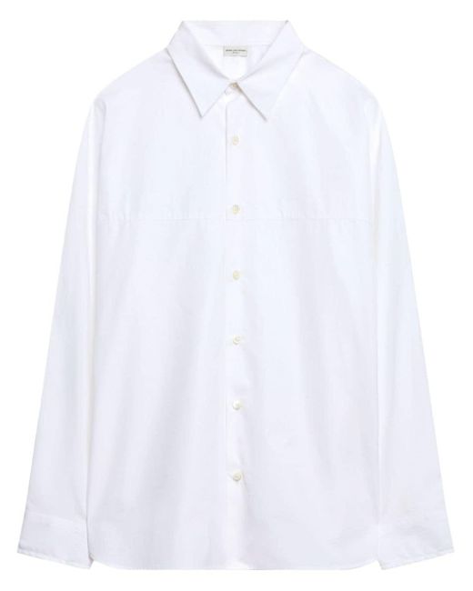 Dries Van Noten White Straight-collar Cotton Shirt for men