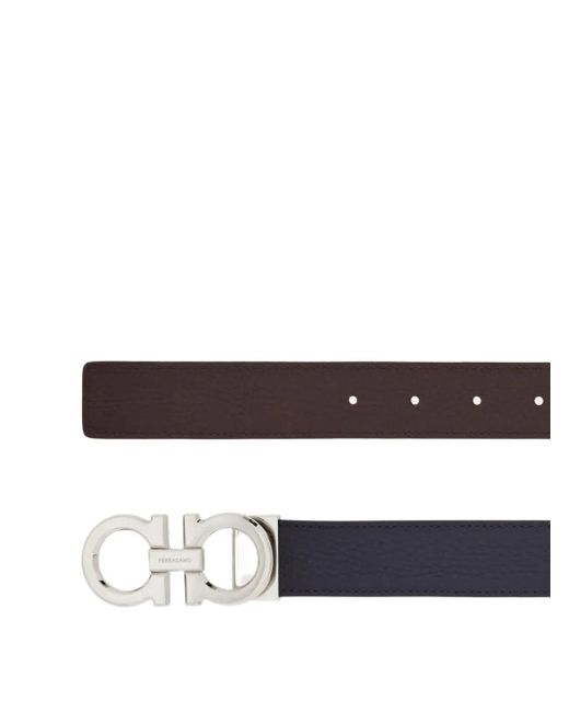Ferragamo White Reversible Gancini Belt for men