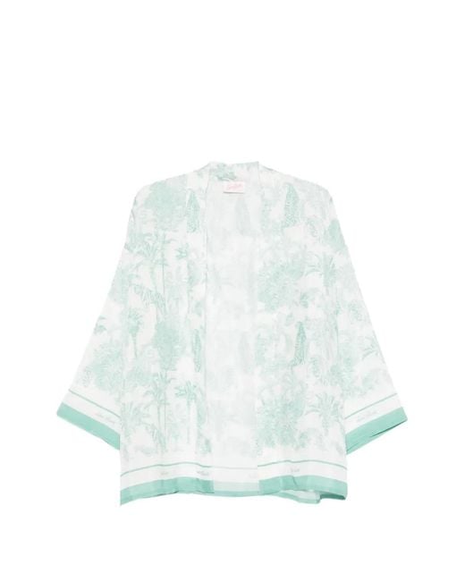 Mc2 Saint Barth Blue Veste D'Inspiration Kimono Carly Imprimée
