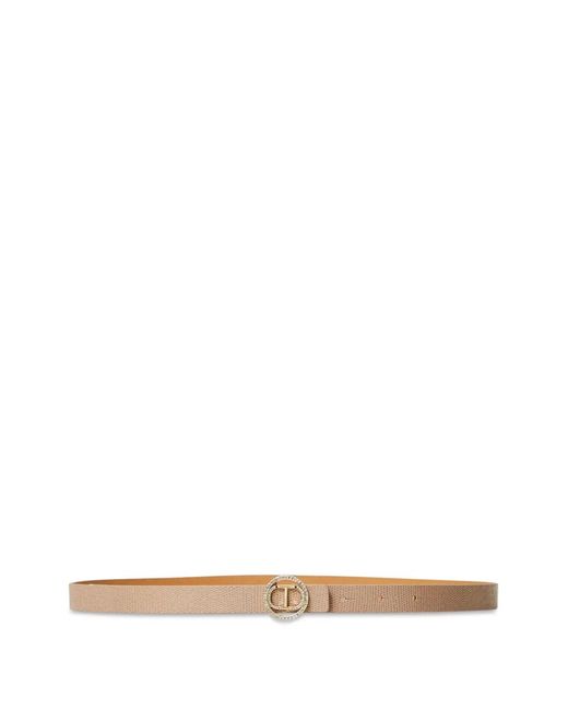 Twinset White Lizard Skin-Effect Leather Belt
