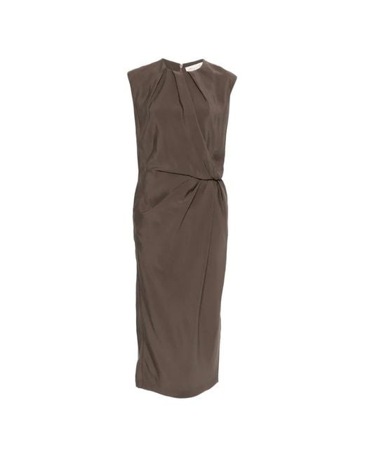 Phisique Du Role Brown Knotted Draped Midi Dress
