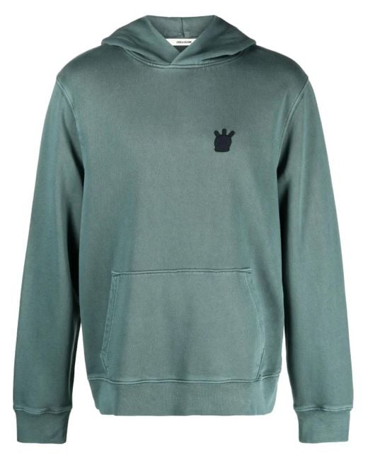 Zadig & Voltaire Green Sanchi Skull Cotton Hoodie for men