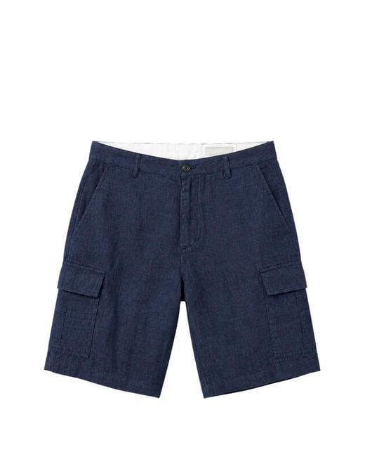 Seventy Blue Linen Cargo Shorts for men