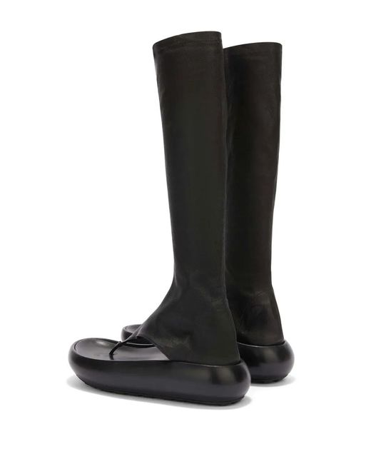 Jil Sander Black Open-Toe Leather Boots