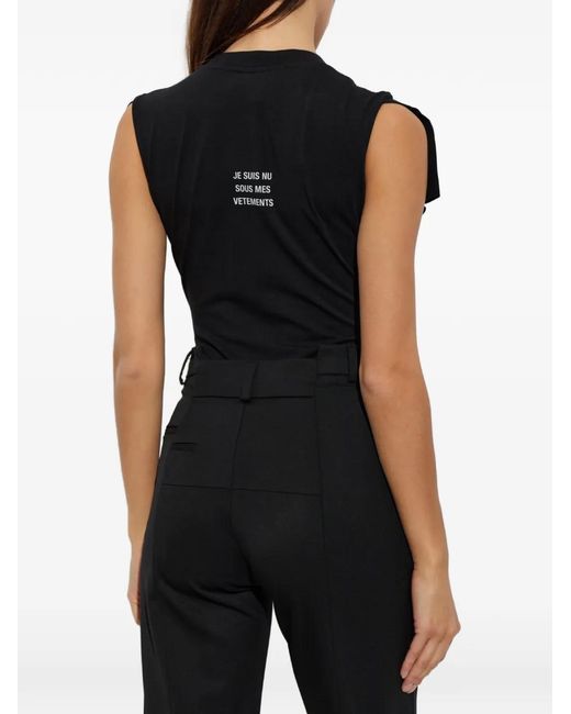 Vetements Black Slogan-Print Short-Sleeve Bodysuit