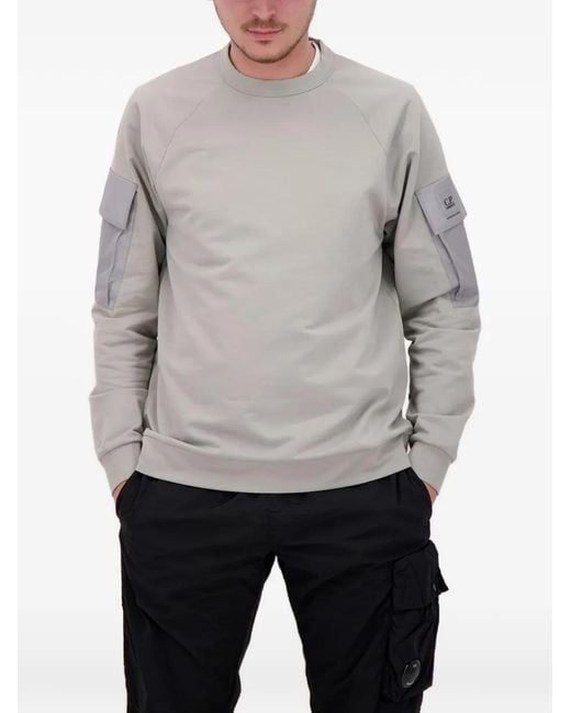 C P Company Gray Metropolis Series Pocket-Detail Sweater for men