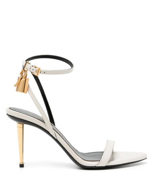 Tom Ford White Padlock Leather Sandals