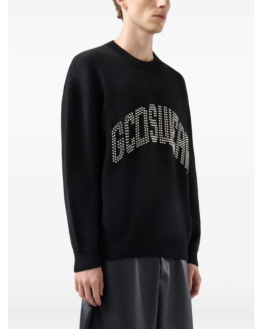 Gcds Black Stud-Embellished Logo-Print Sweater for men
