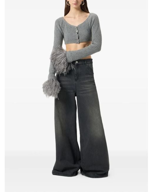 Blumarine Black Whiskering-Effect Jeans