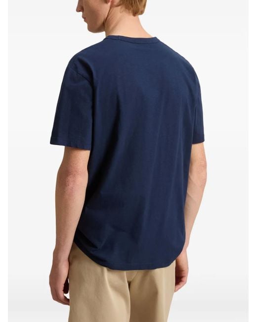 Woolrich Blue Slub-Texture T-Shirt for men