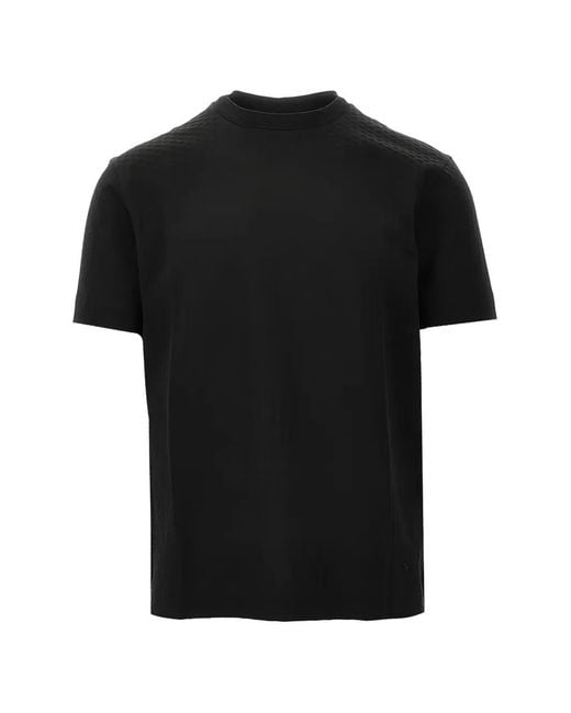 Emporio Armani Black Diamond-Textured Cotton T-Shirt for men