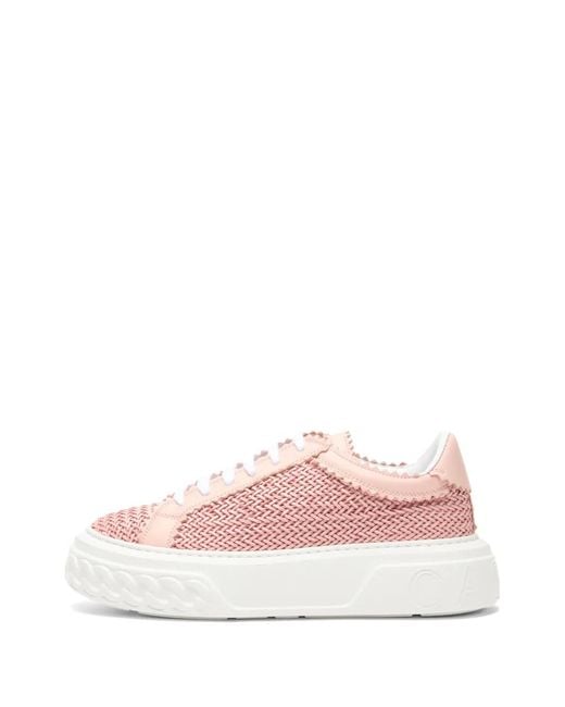 Casadei Pink Woven Flatform Sneakers