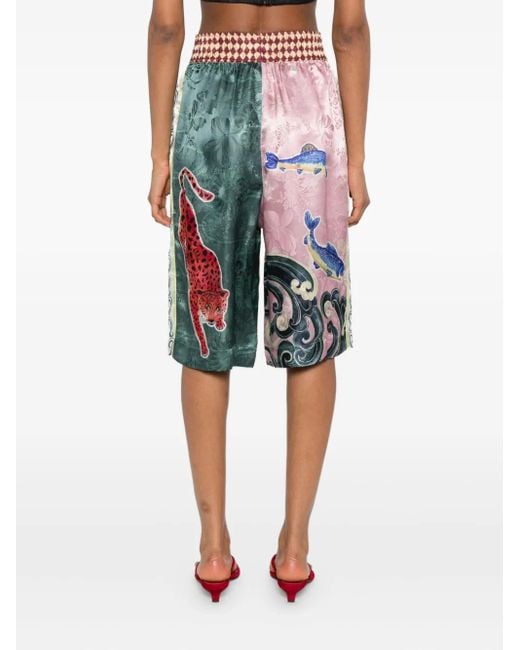 ALÉMAIS Green Rochester Shorts mit Animal-Print
