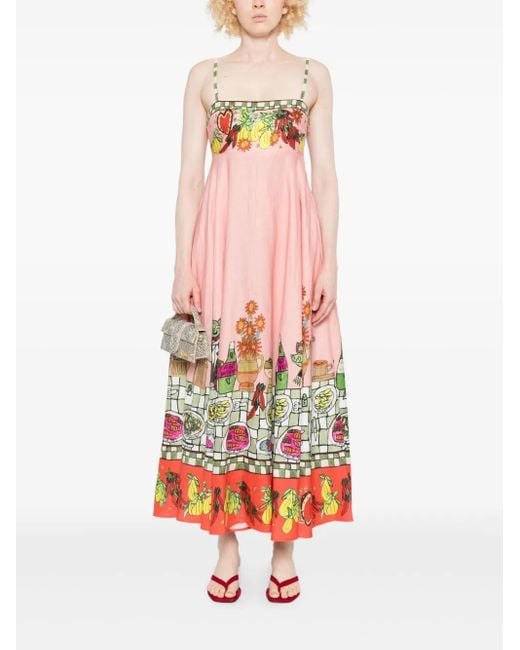 ALÉMAIS White Floral-Print A-Line Dress