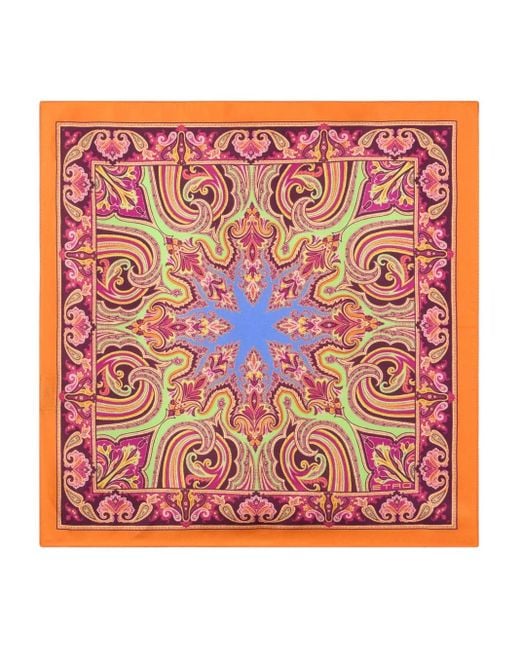 Etro Red Carré De Poche En Soie for men