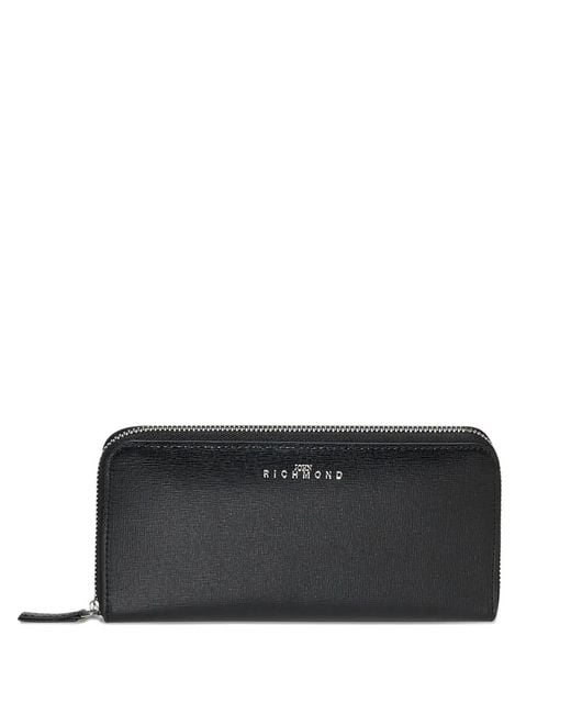 John Richmond Black Logo Zip Wallet