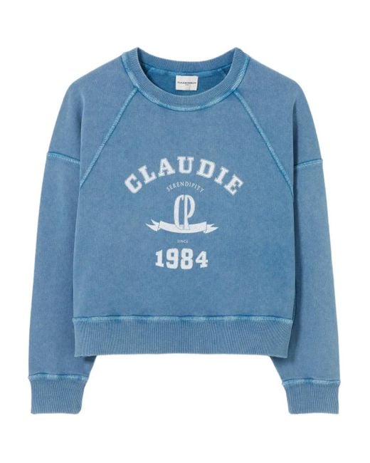 Claudie Pierlot Blue Logo-Print Sweatshirt