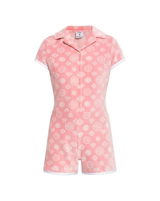 Casablanca Pink Patterned Collared Playsuit