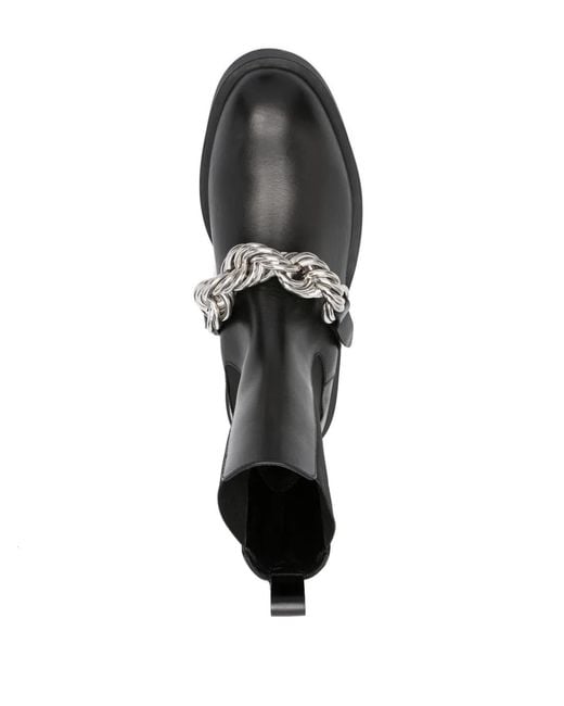 Jil Sander Black Chain-Link Leather Chelsea Boots for men