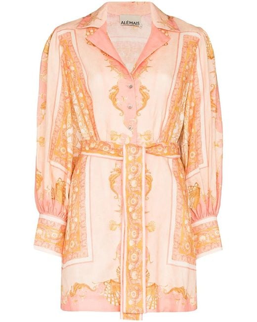 ALÉMAIS Pink Ursula Scarf-Print Minidress
