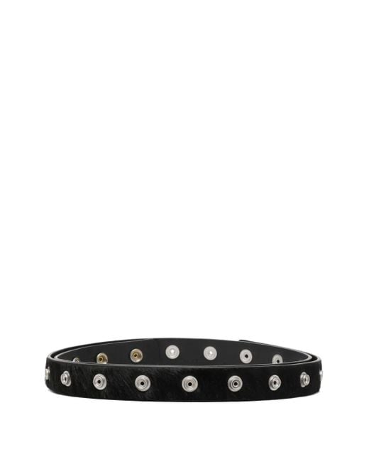 Rick Owens White Press-Stud Leather Belt for men