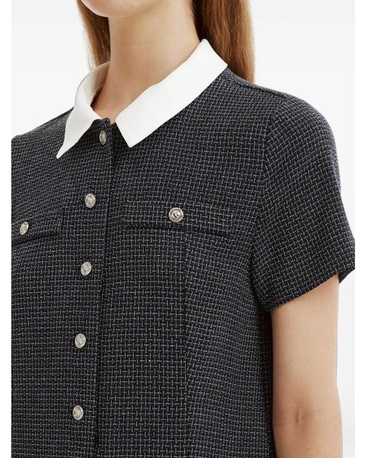 B+ AB Black Mini Tweed-Effect Pleated Dress