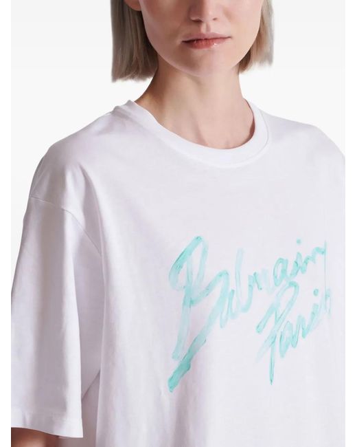 Balmain White Short Sleeves Bulky" T-Shirt Clothing