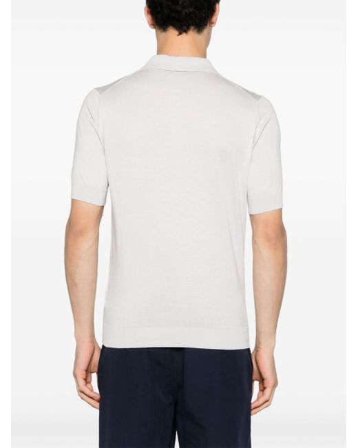 Dell'Oglio White Fine-knit Cotton Polo Shirt for men