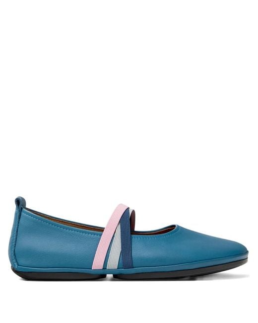 Camper Blue Right Nina Twins Elastic-Strap Ballet Flats