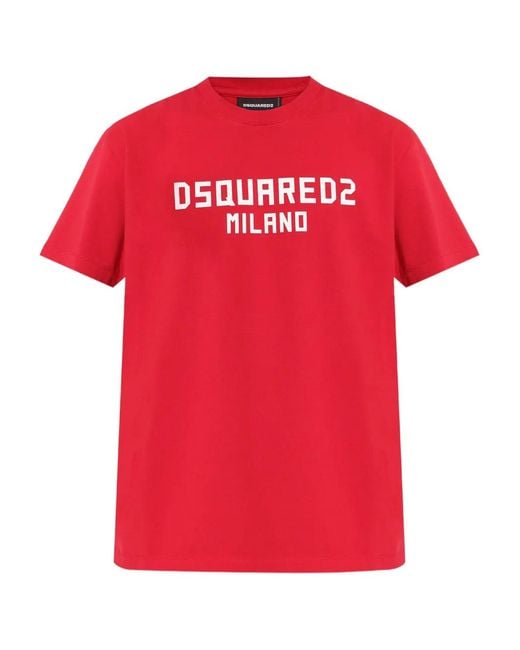 DSquared² Red T-Shirt With Logo for men