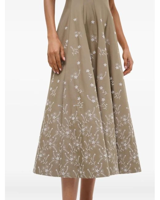 Abito Midi Con Ricamo A Fiori di Staud in Natural