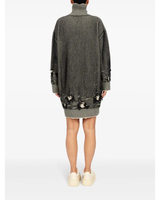 MM6 by Maison Margiela Gray Short Ribbed Wool Dress