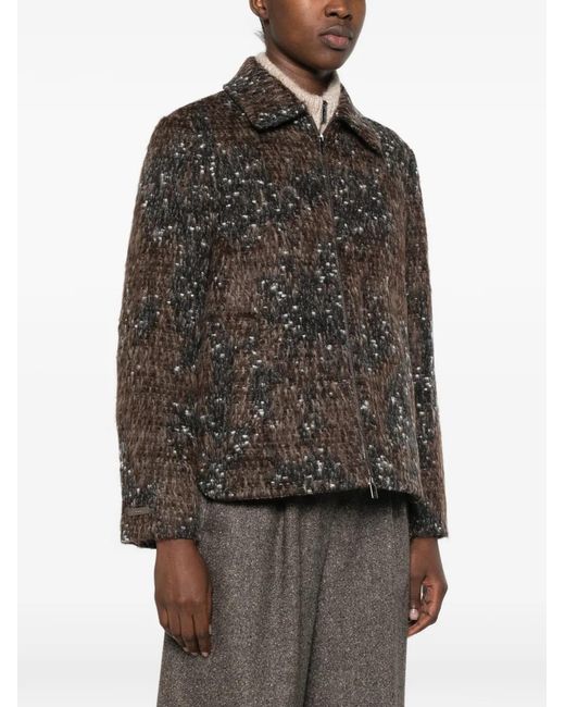 Peserico Brown Zip-Up Collared Jacket