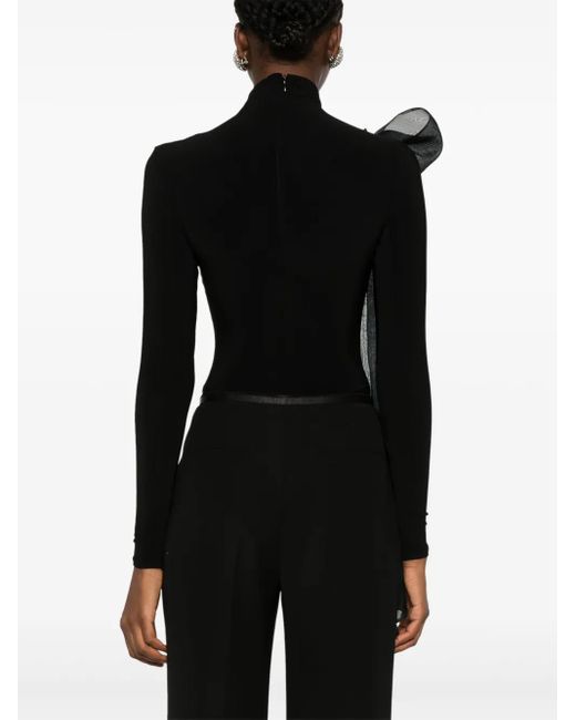 Atu Body Couture Black Draped-Detail Bodysuit