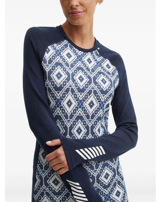 Helly Hansen Blue Patterned Base-Layer Top