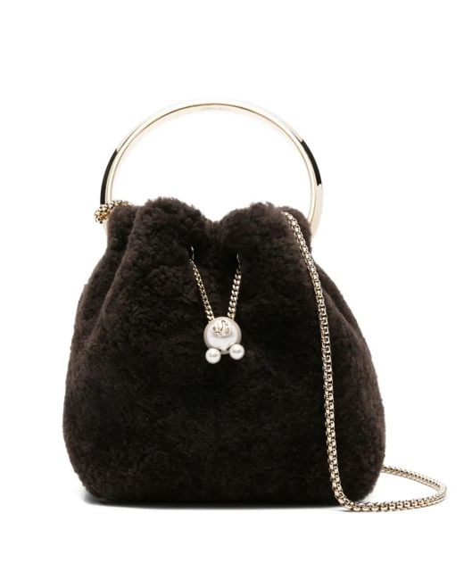Jimmy Choo Black Bon Bon Mini-Tasche mit Perlenverzierung