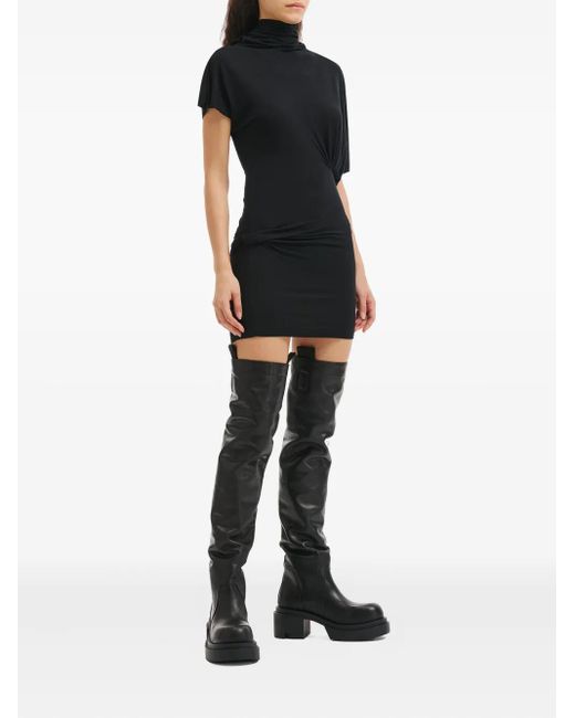 Rick Owens Black Leather Over-The-Knee Sneakers