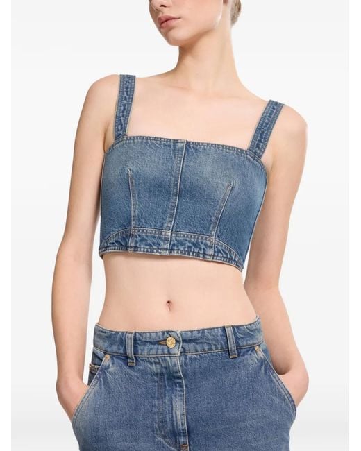 Elie Saab Cropped Top in het Blue