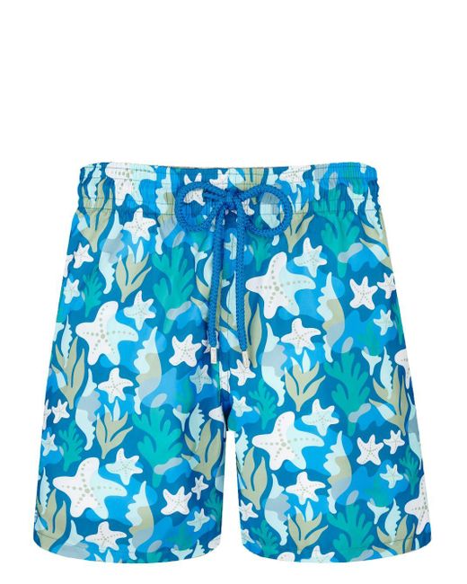 Vilebrequin Blue Mahina Seaweed-print Swim Shorts for men