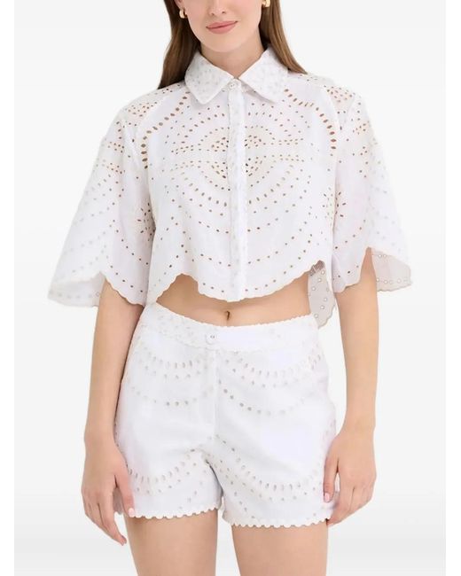 Charo Ruiz White Emmie Openwork Shirt