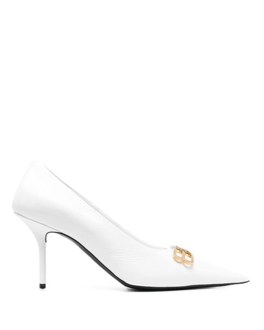 Balenciaga Leather Bb 80mm Pointed Pumps in White | Lyst Canada
